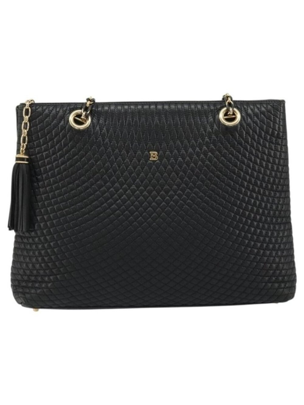 Authentic BALLY Chain Shoulder Bag Leather Black Gold - Picture 5 of 16